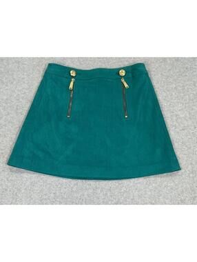 Express Teal Faux Suede Zip Front A-Line Mini Skirt Size 2
